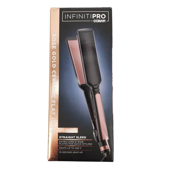 INFINITIPRO BY CONAIR Rose Gold Ceramic Flat Iron Size 1 3/4in New - Picture 1 of 5